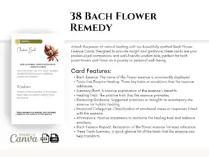02 Diciption 1 Discover Inner Harmony with Bach Flower Remedy Cards - Your Essential Guide to Emotional Well-being Healing Traits, Balancing Guidance, Affirmations Elevate your journey to self-discovery and emotional healing with our printable Bach Flower Remedy Cards. Tailored for those who embrace holistic wellness, these cards are a must-have for both practitioners and individuals seeking balance and positivity in their daily lives.