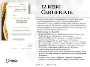 Reiki Master Practitioner Certificate PDF Canva Templet
