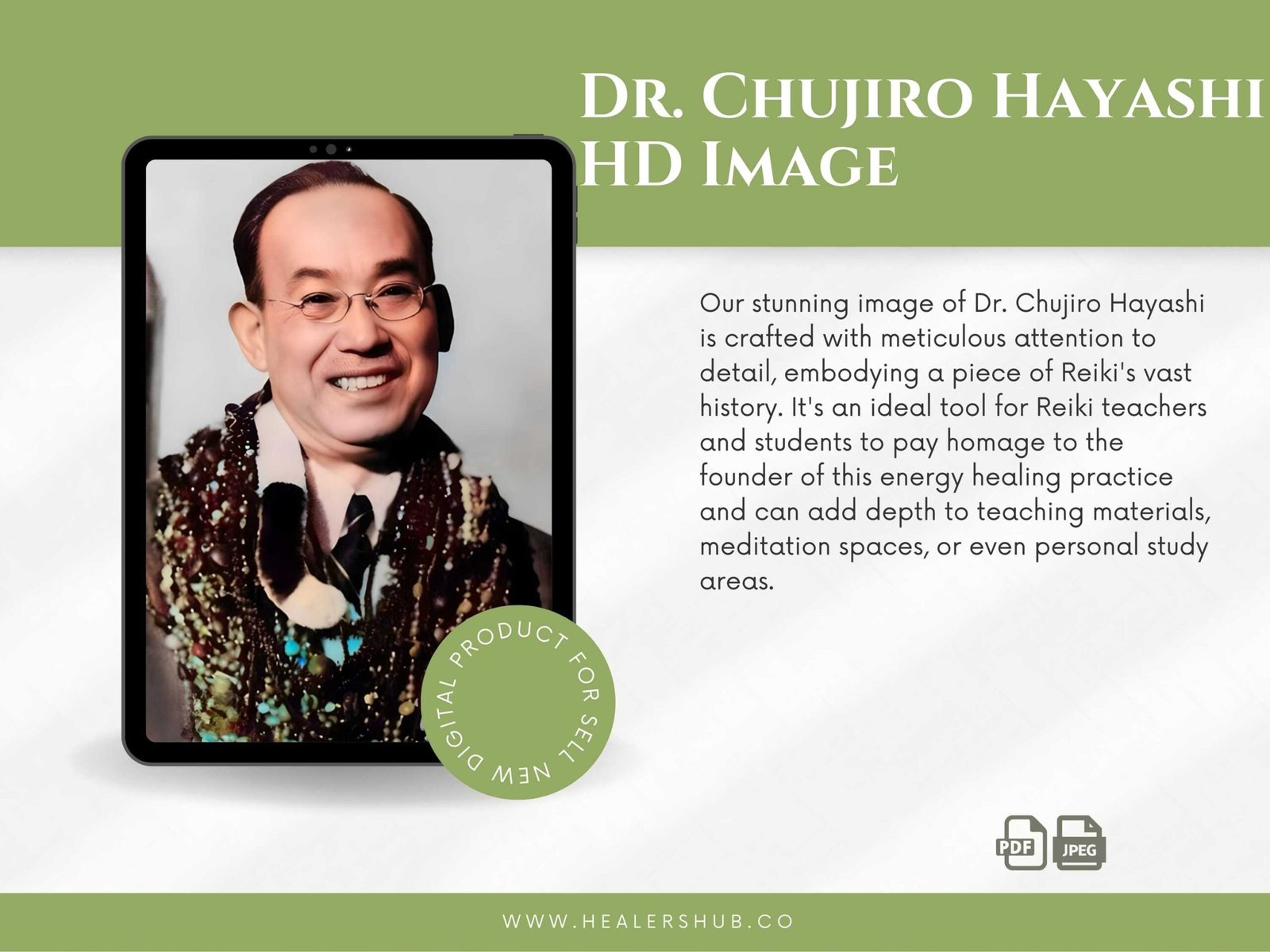 4 4 1 scaled Welcome to our reiki Journey through the history of Reiki with our exclusive digital art piece, inspired by the life and teachings of Dr. Chujiro Hayashi, the Grand Master and Founder of Reiki. Perfect for practitioners, educators, and enthusiasts, this digital masterpiece encapsulates the essence of Reiki's founding principles.
