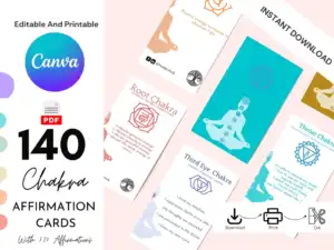 140 Chakra Affirmation Chakras Sets - Printable Chakra Affirmation Cards, Meditation Cards, Positive Affirmations, Yoga Affirmations, Meditation Affirmations, You will receive an instant digital download of 140 beautiful healing Chakra cards for daily uplifting, spiritual inspiration!