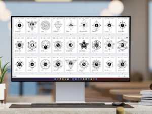 This image provides a detailed list of 110 animal spirit guides, each paired with a specific crystal grid and its corresponding meaning. Use this resource to identify your power animal and learn how to work with its energy through crystal grids.