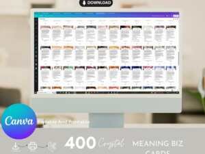 Learn crystal meanings, chakras, zodiacs with 400 beautiful, editable information cards.