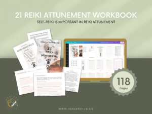 il 1140xN.4773426378 o9pi Reiki Attunement Workbook - 21-Day Workbook Daily emotional , Spiritual and Physical Wellbeing - The Reiki Attunement Workbook includes essential tools and resources such as self-treatment hand positions, Reiki principles, attunement intention, daily exercises, journal prompts, and weekly review. All of these features are designed to enhance your students' Reiki practice and support them on their self-attunement journey.