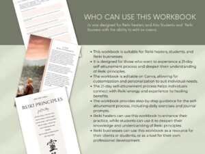 il 1140xN.4773426530 96or Reiki Attunement Workbook - 21-Day Workbook Daily emotional , Spiritual and Physical Wellbeing - The Reiki Attunement Workbook includes essential tools and resources such as self-treatment hand positions, Reiki principles, attunement intention, daily exercises, journal prompts, and weekly review. All of these features are designed to enhance your students' Reiki practice and support them on their self-attunement journey.