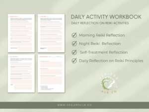 il 1140xN.4821697647 ax2r Reiki Attunement Workbook - 21-Day Workbook Daily emotional , Spiritual and Physical Wellbeing - The Reiki Attunement Workbook includes essential tools and resources such as self-treatment hand positions, Reiki principles, attunement intention, daily exercises, journal prompts, and weekly review. All of these features are designed to enhance your students' Reiki practice and support them on their self-attunement journey.