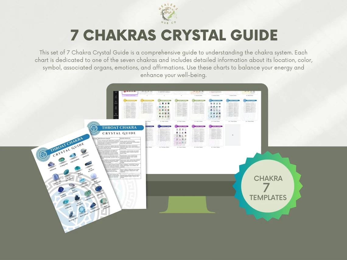 il_1140xN.4932304940_enfx Crystal Guide Chakras Poster And Ref - Digital Download, Chakra Crystal Associations, Reiki Practice Resource, Spiritual Healing Tool - The poster serves as a practical reference for personal use, an instructive tool for Reiki workshops, or a thoughtful gift for spiritually inclined loved ones. After purchase, you'll receive a digital download for immediate access and use. Please note, this is a digital product, no physical poster will be shipped, and digital downloads are non-refundable.