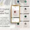Crystal Meaning Instagram - Preview of Healers Hub Co's 500 Crystal Social Media Posts on a smartphone, showcasing cards with various crystals and their properties.