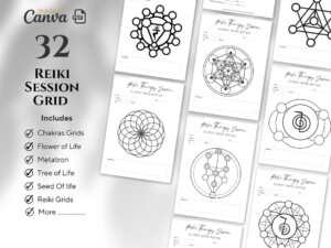 32 Reiki Session Grid Bundle | Comprehensive Collection of Healing Grids | Chakras, Flower of Life, Kabbalah, Tree of Life, Seed of Life