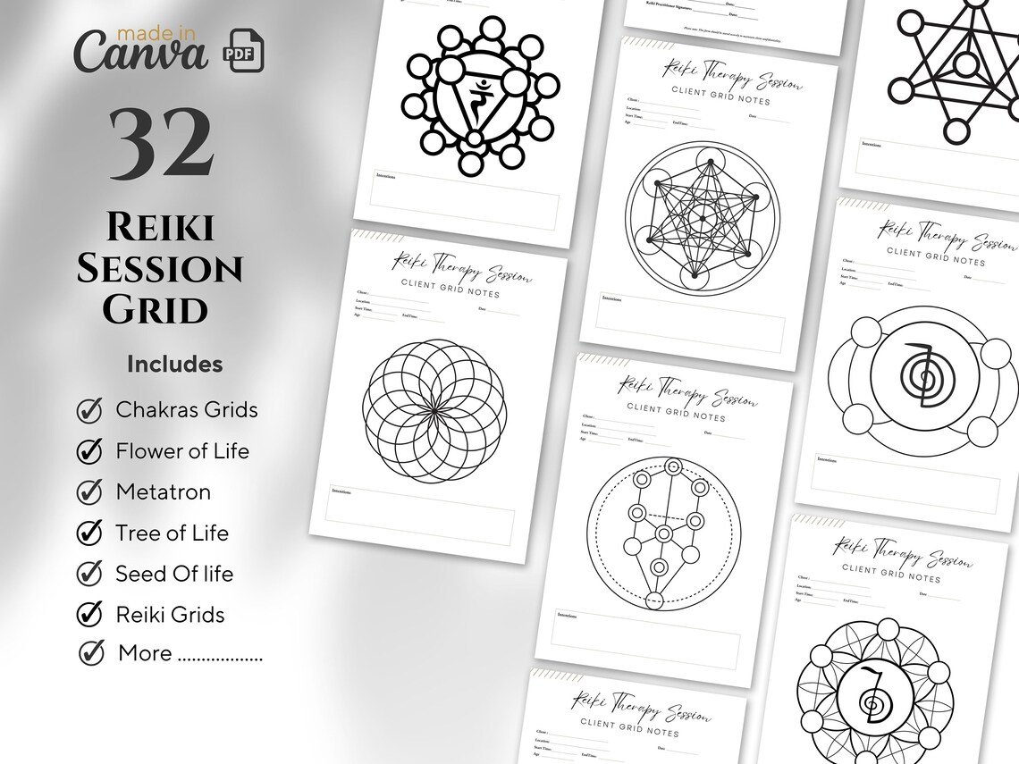 il_1140xN.5039530436_fxis 32 Reiki Session Grid Bundle | Comprehensive Collection of Healing Grids | Chakras, Flower of Life, Kabbalah, Tree of Life, Seed of Life