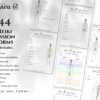 Spread of 44 Reiki Session Forms showcasing sections for client notes, chakra records, and aura work, available for instant download as Canva templates