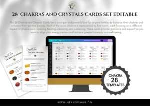 il 1140xN.5217655048 5nr1 28 Chakras and Crystals Cards Set: Editable, Printable, Chakra Affirmations Crystal Meaning, Canva & PDF Formats Unlock the transformative power of chakras and crystals with our meticulously designed digital cards set. Delve deeper into spiritual insight, using cards that are not only visually captivating but also fully customizable to resonate with your unique energy.