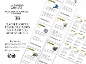 Bach Flower Remedy Cards - Healing Traits Pocket Reference & A4 Sheet - Printable PDF | Canva Template - Emotional Balance Affirmation Cards