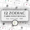 Zodiac Crystal Cards 1080, Set of 12 of Editable & Printable Astrology Cards, Zodiac Cards with Crystals, zodiac Birthstones, star sign card