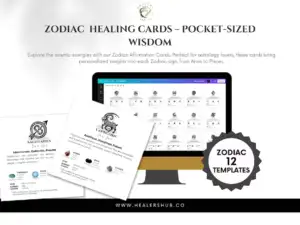 Zodiac Crystal Cards 1080, Set of 12 of Editable & Printable Astrology Cards, Zodiac Cards with Crystals, zodiac Birthstones, star sign card
