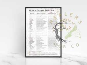 Bach Flower Essence Charts - Digital Downloads 2 A chart showing the 38 Bach Flower Remedies, their corresponding negative emotional states, and their positive effects.