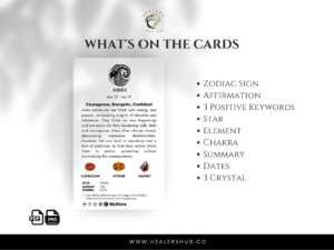 Zodiac Meaning Cards - Astrology - Business Card Size - Printable & Editable , Canva Template 3 il 1140xN.5566323631 thtw Zodiac Meaning Cards - Astrology, Chakra Guide , Crystal Healing - Business Card Size - Printable & Editable , Canva Template - Explore the cosmic energies with our Zodiac Affirmation Cards. Perfect for astrology lovers, these cards bring personalized insights into each Zodiac sign, from Aries to Pisces. They're ideal for meditation, self-reflection, or as a thoughtful gift. Each card includes key astrological details like the associated chakra and crystal, helping you align with the universe's energy. Download now and embark on a journey of astrological discovery!