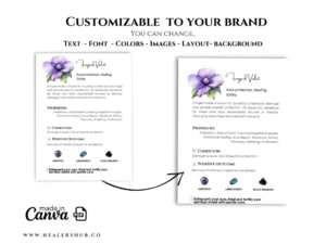 wo versions of an Australian Bush Flower Essence business card template for Fringed Violet, showcasing the ability to customize the design to match your brand.