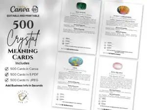500 Editable And Printable Crystal Meaning Cards With Images , instant Download , Canva Templates