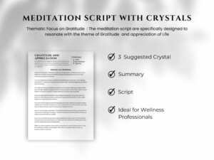 "Guided gratitude meditation scripts with crystals for wellness professionals