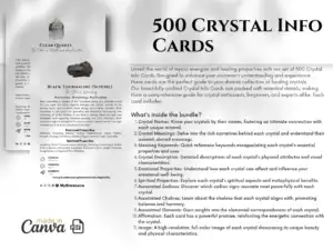 500 Editable And Printable Crystal Meaning Cards With Images A6 3 il 1140xN.5663118991 9p8z Instant crystal knowledge for enthusiasts and sellers! Download, customize, and print 500 detailed Crystal Meaning Cards. Explore healing properties, chakras, and more with ease. <em> Editable And Printable Crystal Meaning Cards With Images , instant Download , Canva Templates </em> Improve your understanding of crystals with our versatile, easy-to-edit and print Crystal Meaning Cards. Ideal for crystal enthusiasts and metaphysical explorers, these cards delve into the profound properties of various crystals, offering insights into health benefits, chakra alignments, and astrological associations.