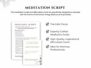 il 1140xN.5726048505 kkz2 <h2>8 Element Guided Meditation Scripts Bundle - Mindfulness & Spiritual Healing PDFs - Earth, Air, Fire, Water, and More -</h2> <p data-sourcepos="5:1-5:210">Are you seeking a deeper connection with the natural world and your own spirit? Feel the raw, transformative energy of the elements flow through you with our exclusive "8 Elements Guided Meditation Scripts.</p>