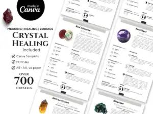 700 Advanced Crystal Reference Guide Bundle: Canva Templates & PDFs , Detailed Crystal Meanings, Metaphysical Insights, Zodiac, Chakras,