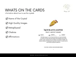 700 Editable And Printable Crystal Meaning Cards 1080 3 il 1140xN.5771806926 4hp8 700 Editable Crystal Meaning Cards – Your Crystal Toolkit! Ideal for learning, social media, oracle readings, customer inserts & more. Customize with Canva, download instantly. Enhance your crystal journey today.Personalize in Canva. Includes crystal images, properties, & chakra info. Digital download, perfect for enthusiasts & businesses.