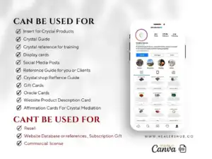 700 Editable And Printable Crystal Meaning Cards 1080 5 il 1140xN.5771807062 k0hs 700 Editable Crystal Meaning Cards – Your Crystal Toolkit! Ideal for learning, social media, oracle readings, customer inserts & more. Customize with Canva, download instantly. Enhance your crystal journey today.Personalize in Canva. Includes crystal images, properties, & chakra info. Digital download, perfect for enthusiasts & businesses.