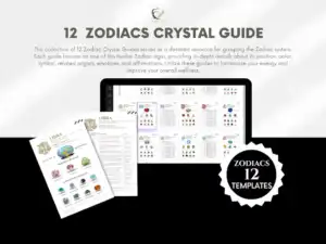 il 1140xN.5872040919 g7v9 Zodiac Crystal Charts, Set of 12 Fully Editable & Printable Astrology Crystals, Zodiac with Birthstones, zodiac crystals, star sign Charts - Discover the cosmic connection between your zodiac sign and the healing world of crystals with our Zodiac Birthstone Charts. This exquisite set of 12 charts offers a unique blend of astrology and crystal healing, tailored to each star sign. Each guide is fully editable and printable, allowing you to personalize your journey with the stars and stones.